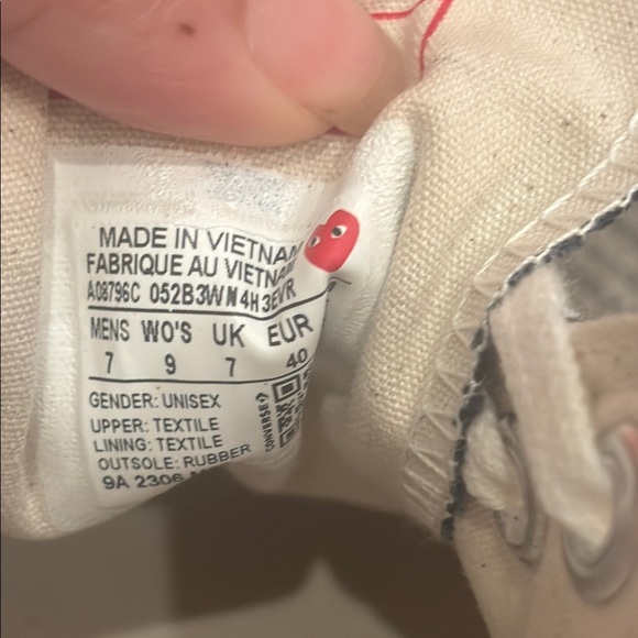 Converse CDG Black and White Sneakers unisex men’s 7, women’s 9 - Picture 4 of 8